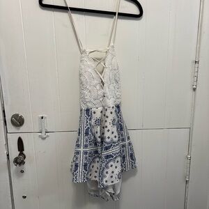 Solaris Blue and White Patterned Romper
